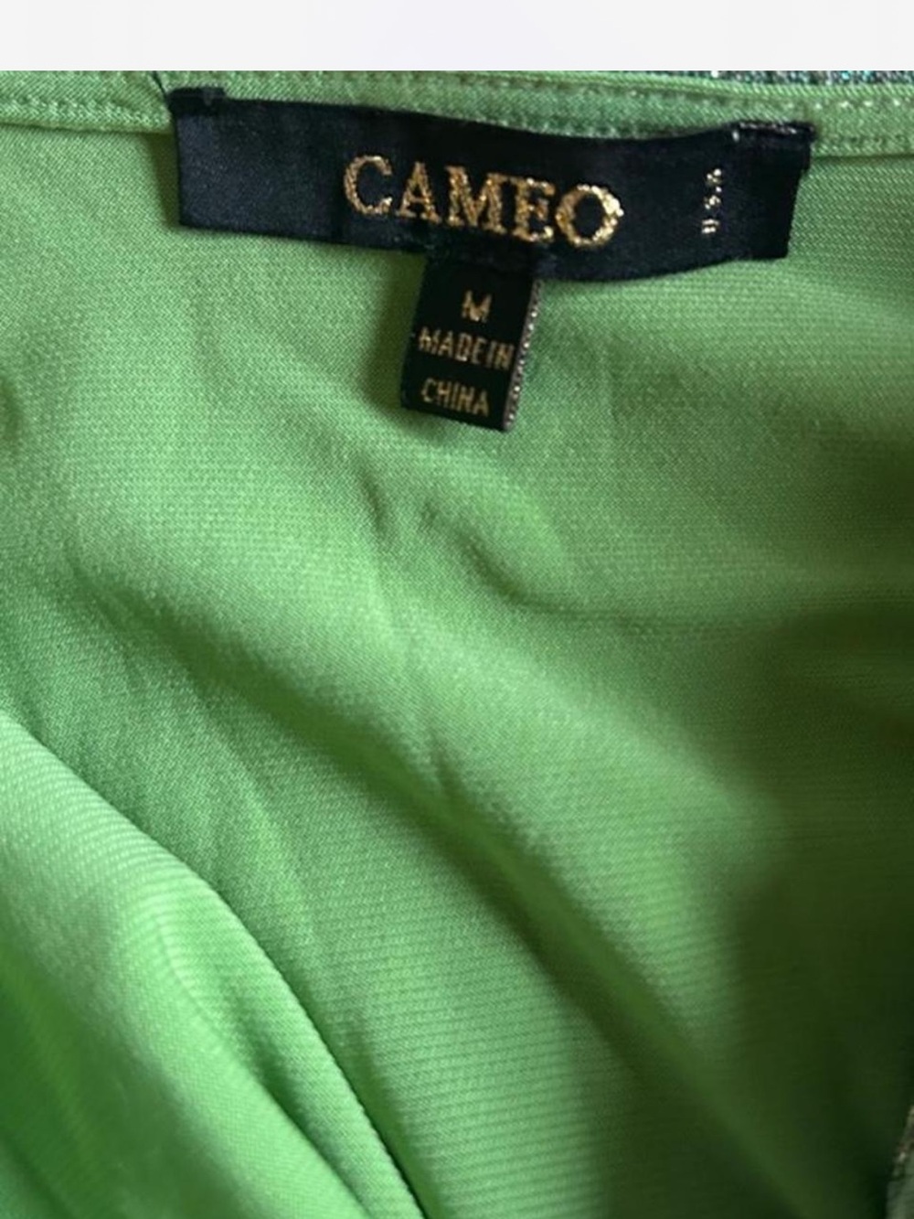 cameo Bright Green Dress with Sparkle Sheen Fairy Core Glitter Cocktail M - Picture 7 of 7